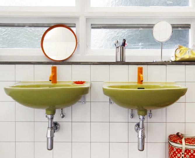 Retro Badrum Gröna handfat i retro stil