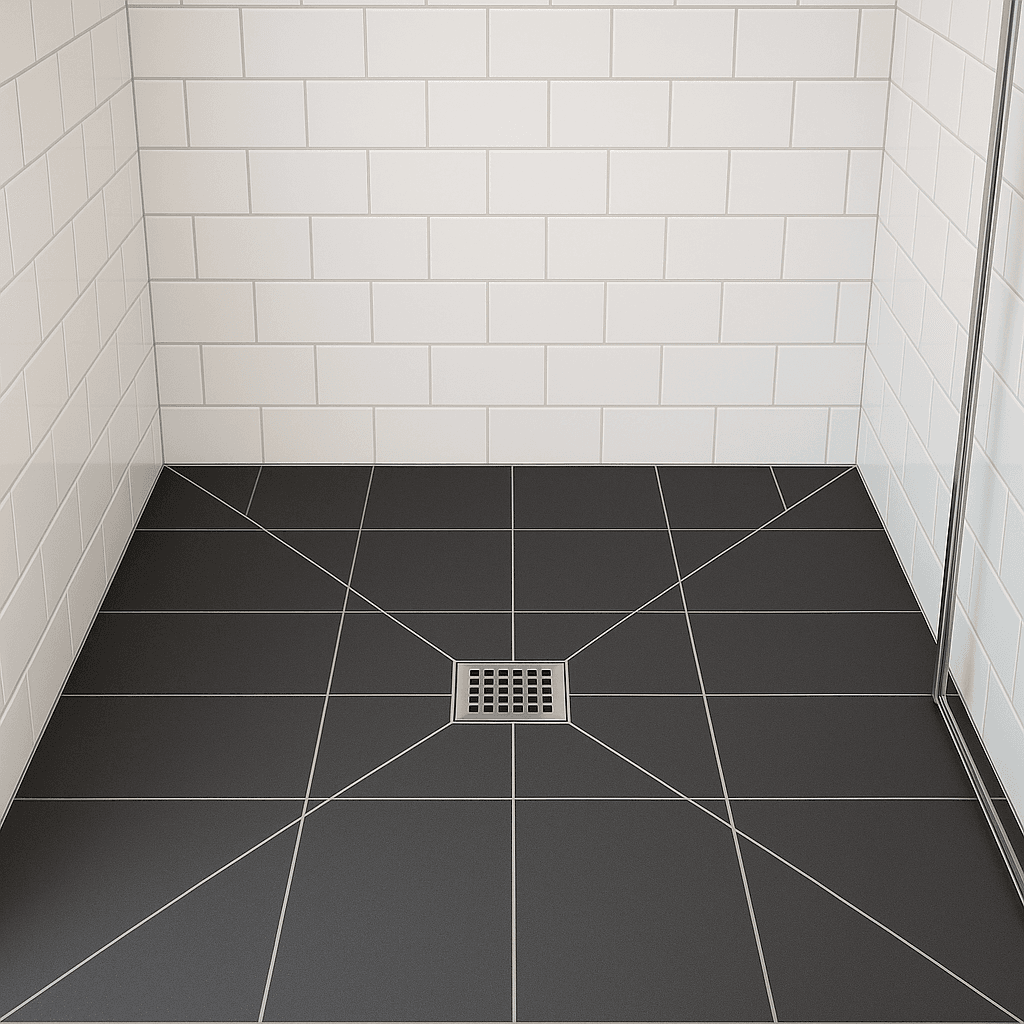 Ett kuvertskuret badrum