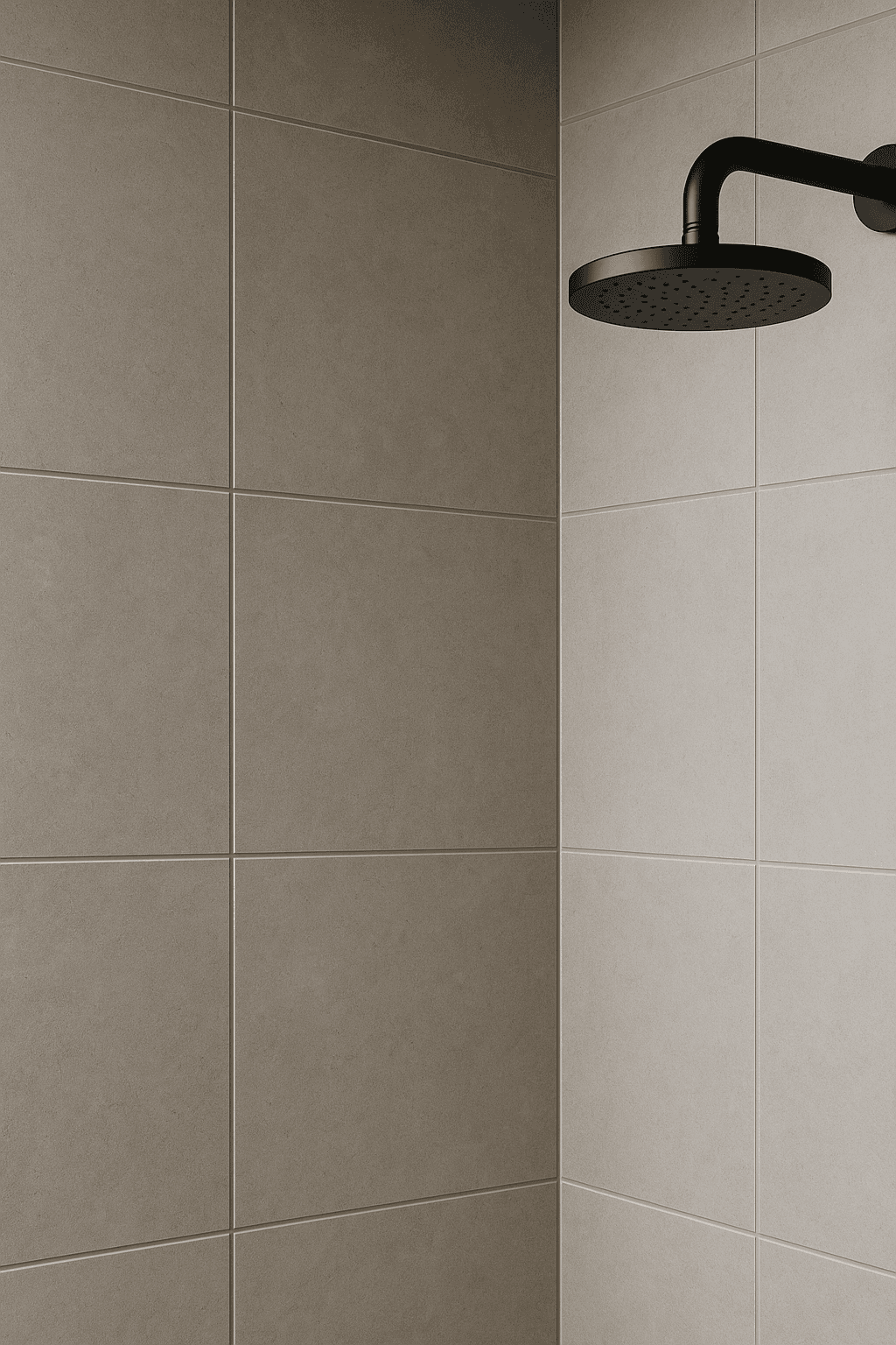 En kaklad vägg och en dusch.